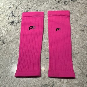 Pink Athletic Compression Calf Sleeves with Small Logo